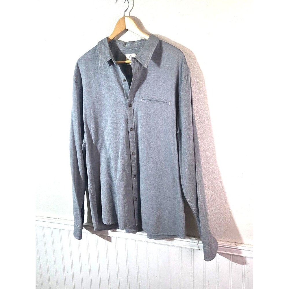 AG Adriano Goldschmied Mens XXL Gray Slim Fit Button Front Cotton Shirt Casual